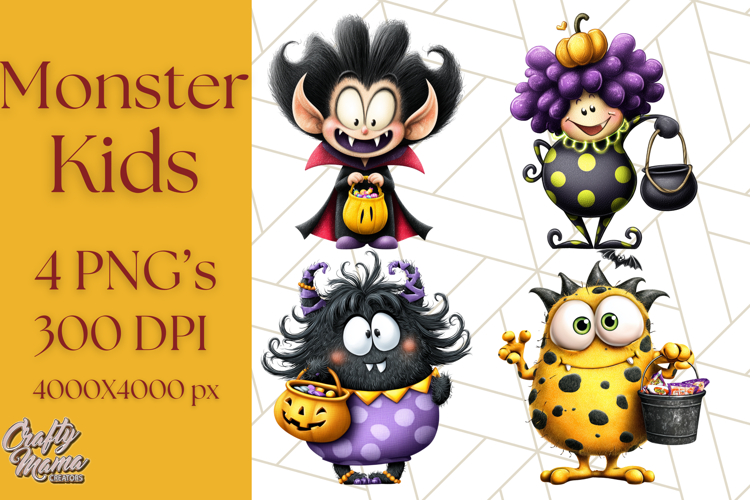 Monster Kids Clipart PNG, Cute Halloween Costume Art