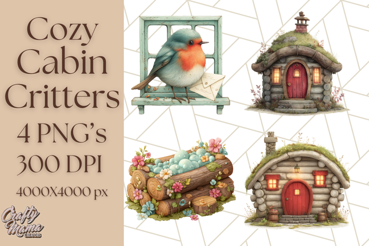 Cozy Cabin Critters Clipart PNG, Fall Animal Png