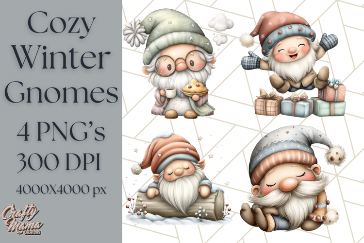 Watercolor Winter Gnome Clipart, Cute Gnome Christmas PNG