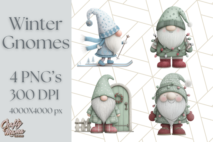 Cozy Winter Gnome Clipart PNG, Christmas Gnome Clip Art