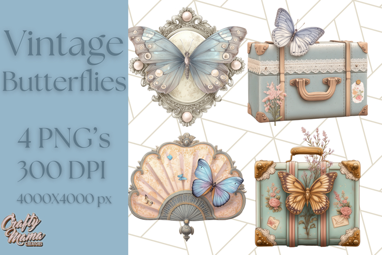 Vintage Butterfly PNG Clipart, Fairytale Cottagecore Images