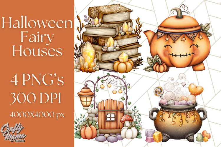 Halloween Fairy House Clipart PNG, Spooky Cottage Art