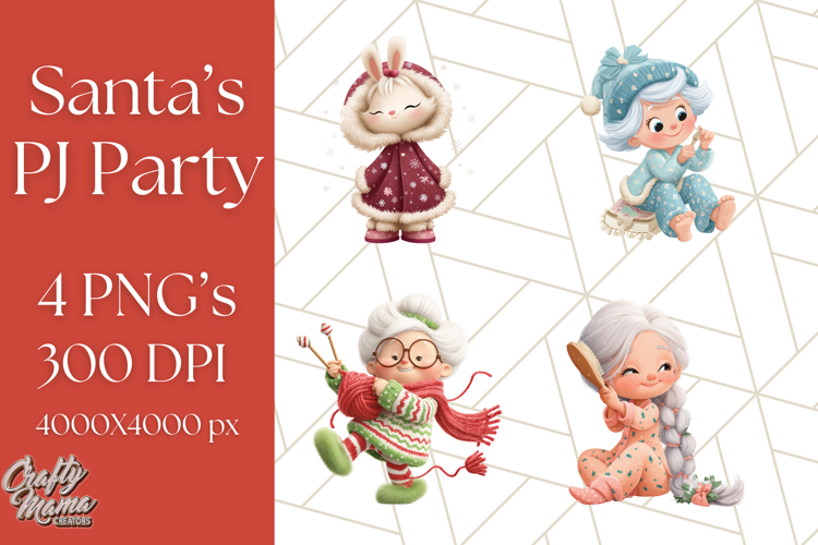 Santa’s Pajama Day Clipart, Cute Christmas Bedtime PNG