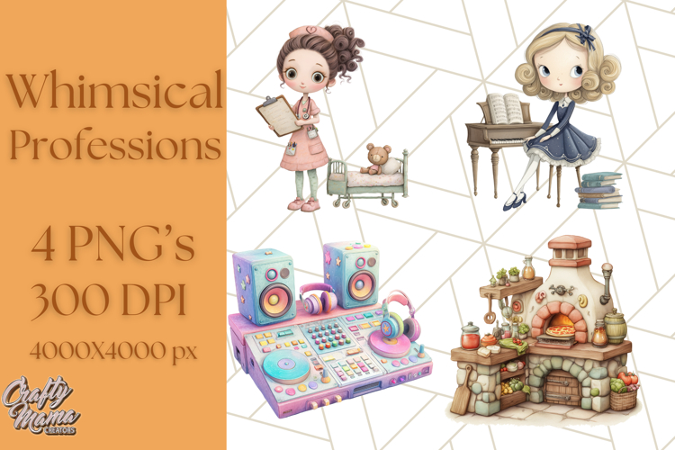 Cute Career Clipart Watercolor Professions Clip Art for Kids