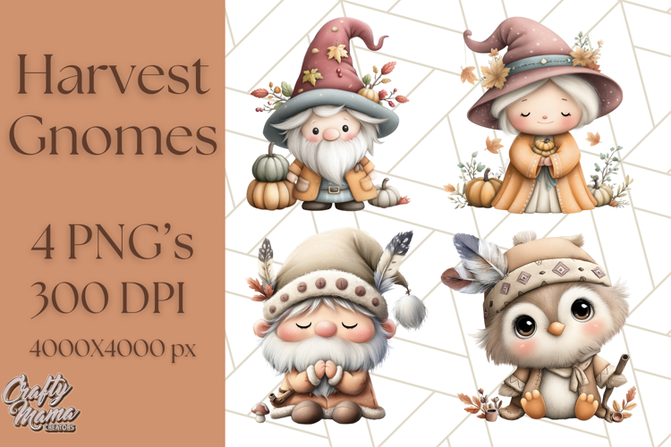 Fall Gnome Clipart PNG Cute Thanksgiving Gnomes