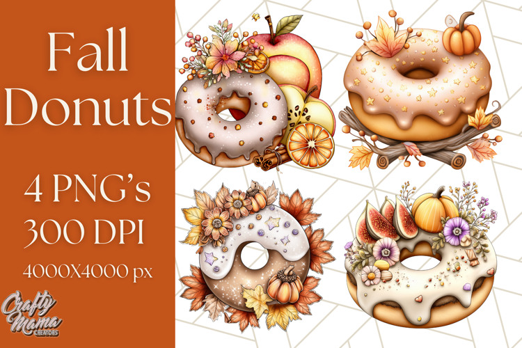 Fall Donut Clipart PNG, Autumn Donuts With Pumpkins