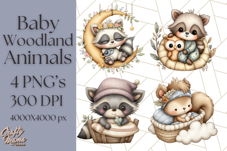 Woodland Nursery Baby Animals Clipart, Cute Animals Png