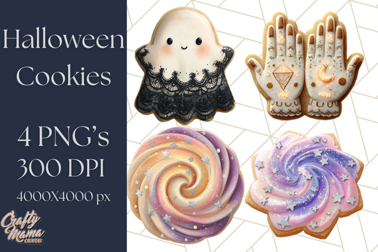 Halloween Cookie Clipart PNG, Spooky Sugar Treat Art
