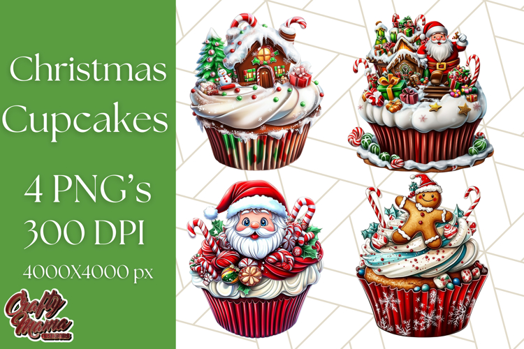 Christmas Cupcake PNG Clipart, Cute Food PNG, Holiday Treat example image 1