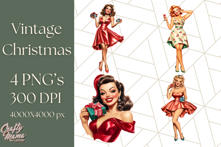 Vintage Glamorous Christmas Party Clipart PNG, Holiday Png