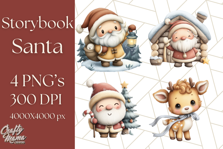 Storybook Santa & Friends PNG Clipart, Christmas Png Clipart