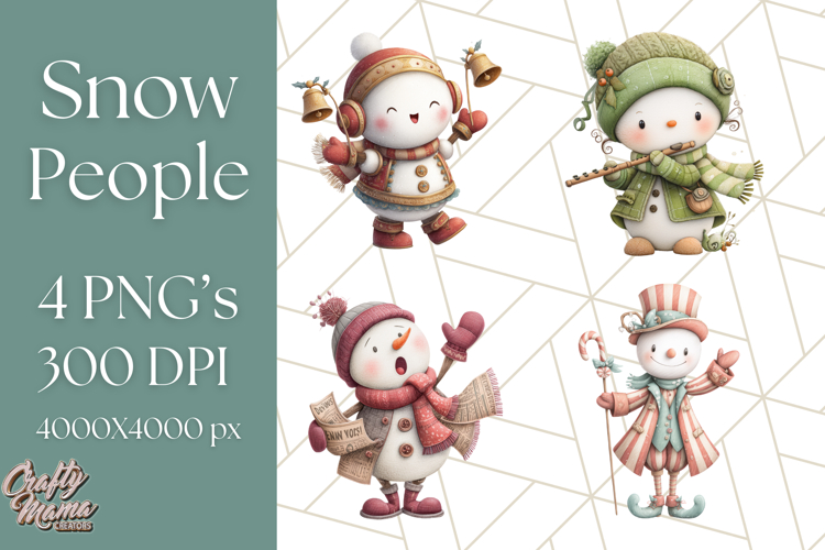 Snowman Family Clipart PNG Winter Holiday Art
