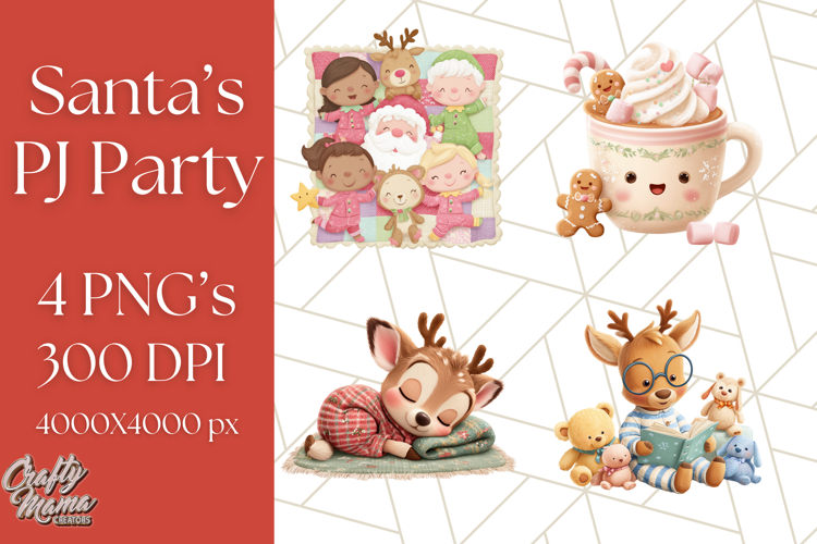 Santa’s Pajama Day Clipart, Cute Christmas Bedtime PNG