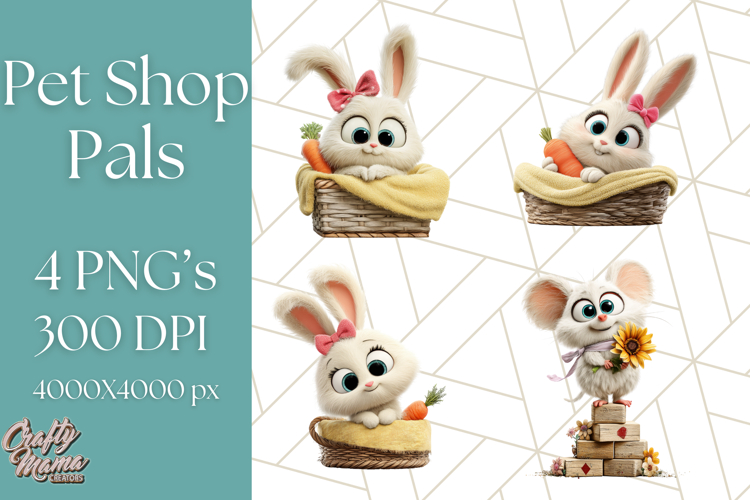 Pet Shop Clipart, Cute Big Eyed Animals, Kawaii Pets PNG