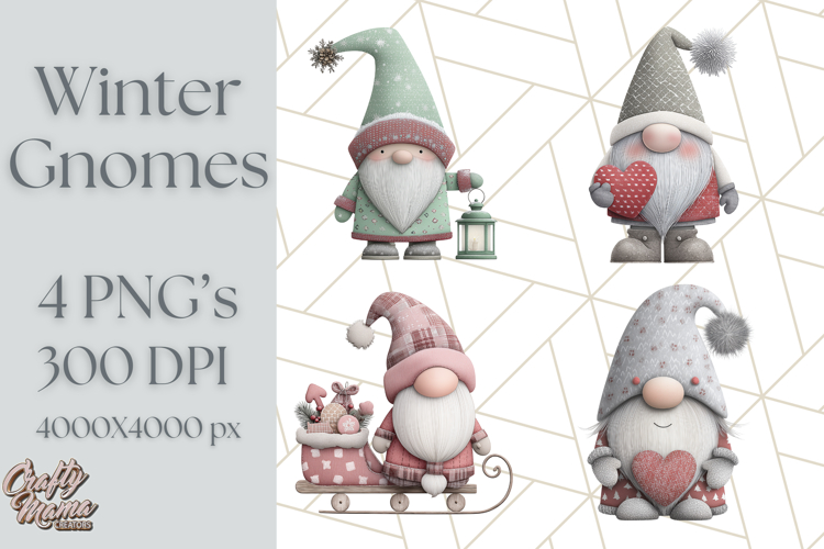 Cozy Winter Gnome Clipart PNG, Christmas Gnome Clip Art