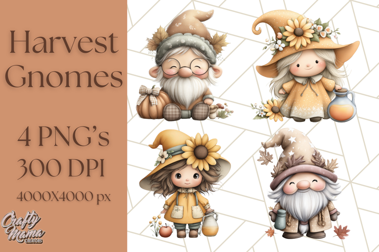 Fall Gnome Clipart PNG Cute Thanksgiving Gnomes