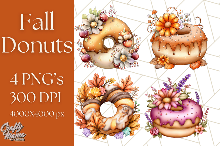 Fall Donut Clipart PNG, Autumn Donuts With Pumpkins
