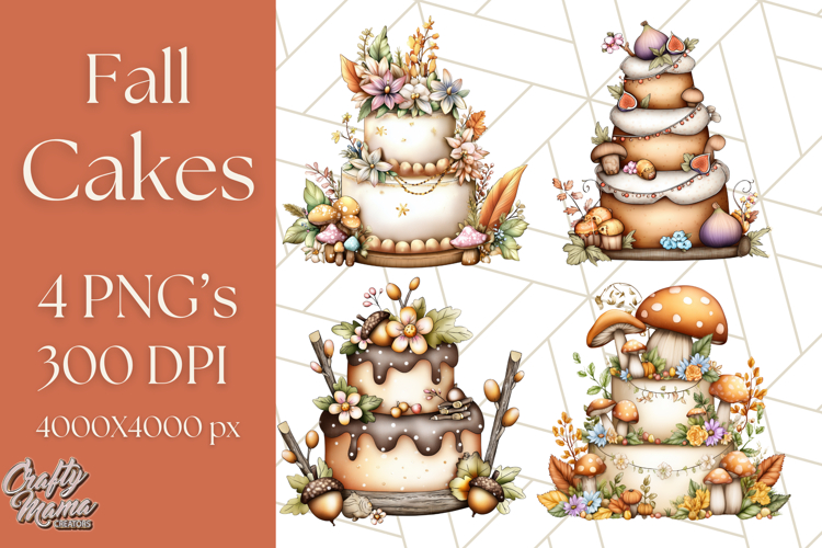 Fall Cake Clipart PNG, Autumn Cakes With Pumpkins