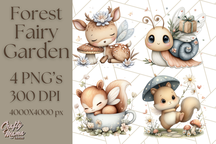Forest Fairy Garden Creatures PNG, Whimsical Woodland Art