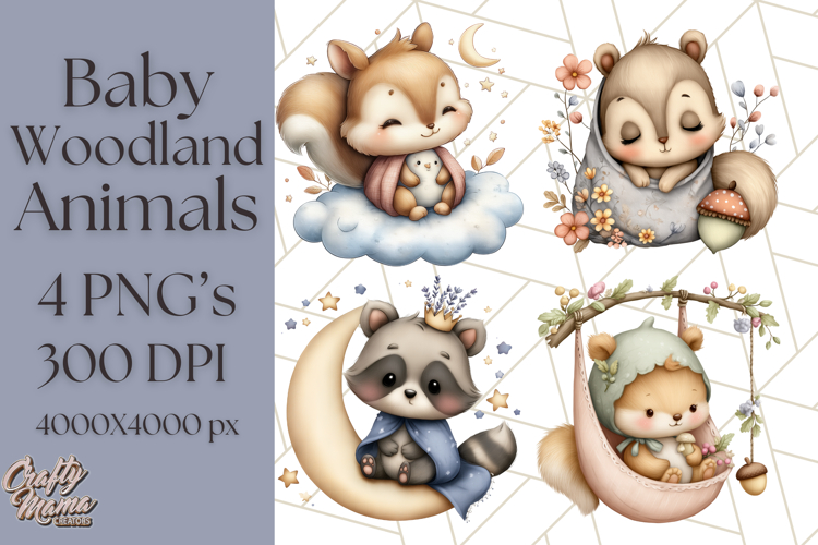 Woodland Nursery Baby Animals Clipart, Cute Animals Png
