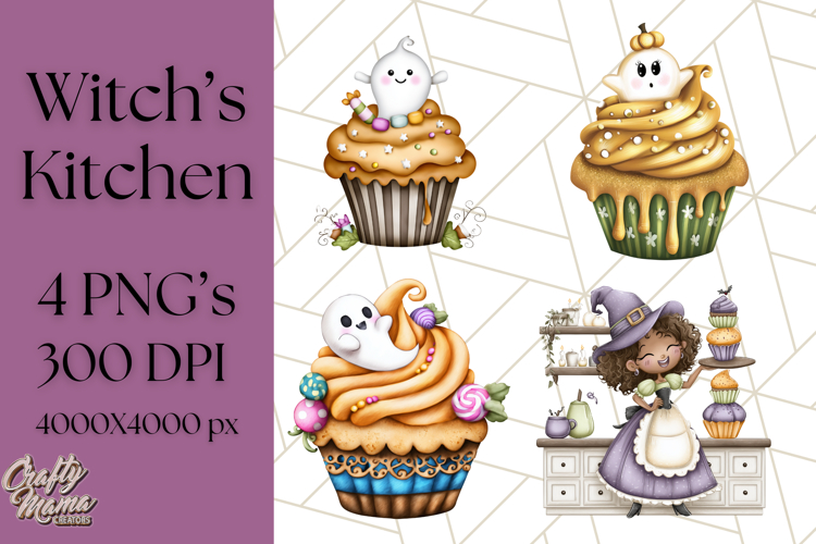 Cute Witch Halloween Baking Clipart PNG, Holiday Treats Png
