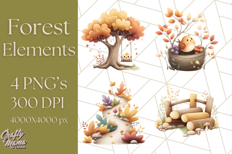 Woodland Forest Scene PNG Clipart, Fall Nature Elements