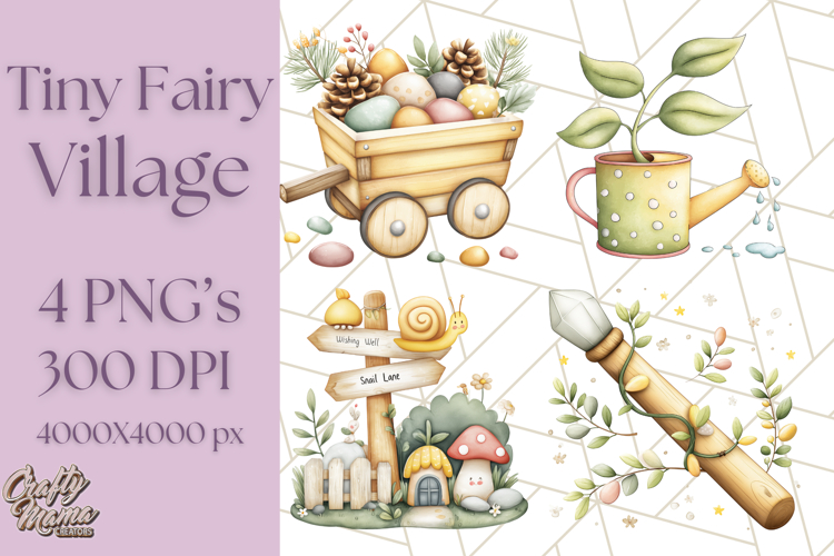 Whimsical Fairy Village Clipart PNG for Kids, Fairytales Png