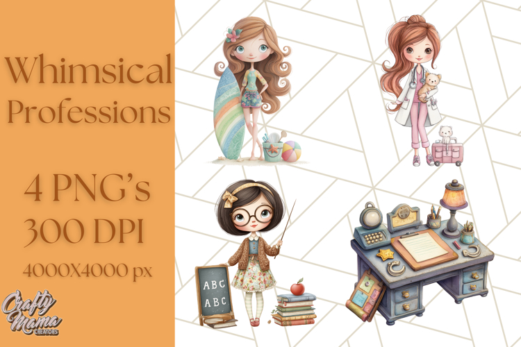 Cute Career Clipart Watercolor Professions Clip Art for Kids