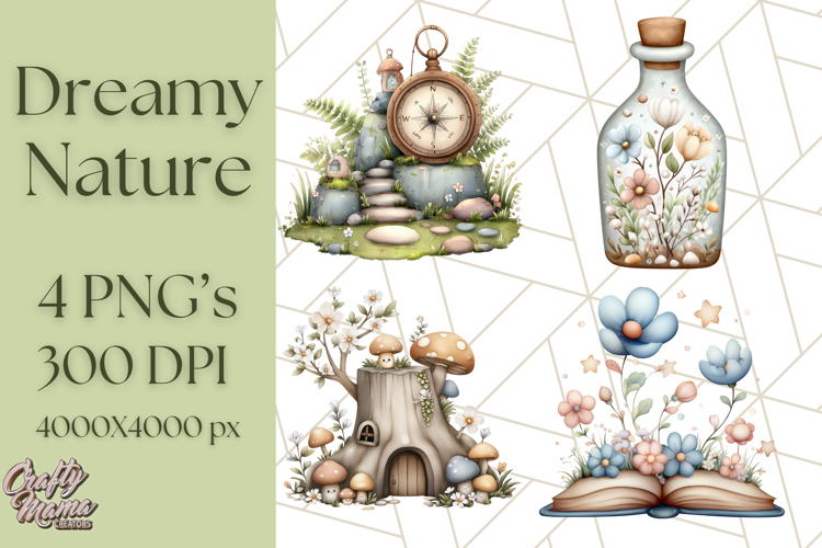 Dreamy Nature Clipart PNG, Whimsical Forest Elements