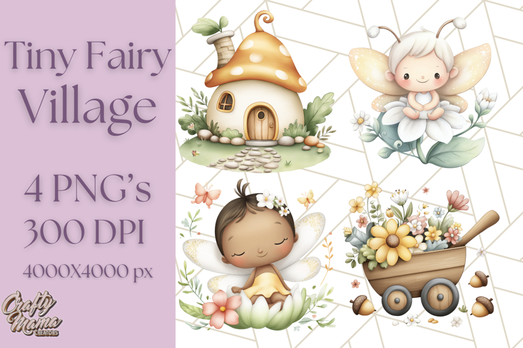 Whimsical Fairy Village Clipart PNG for Kids, Fairytales Png