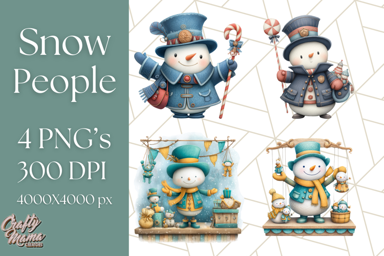 Snowman Family Clipart PNG Winter Holiday Art