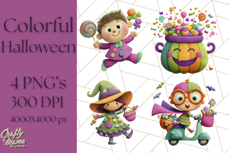 Colorful Halloween Clipart PNG, Cute Kids & Candy Clip Art