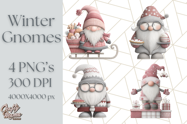 Cozy Winter Gnome Clipart PNG, Christmas Gnome Clip Art