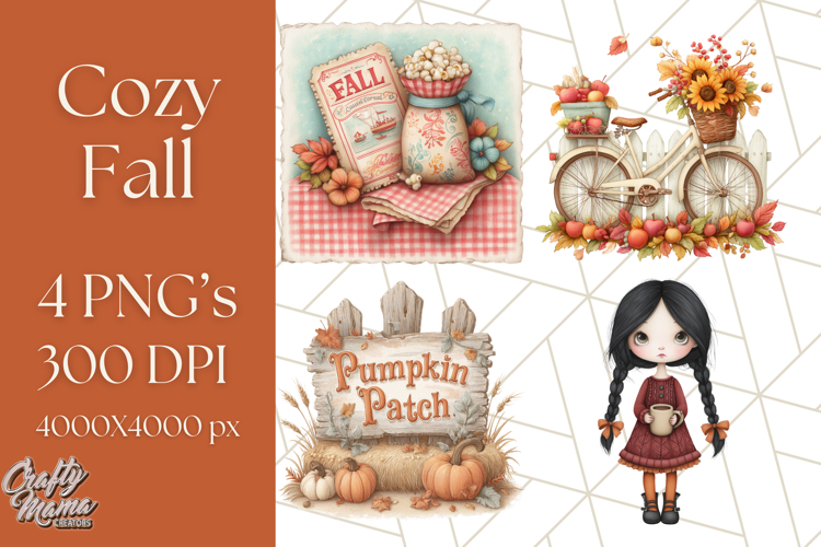 Cozy Fall Clipart PNG Autumn Cozy Elements