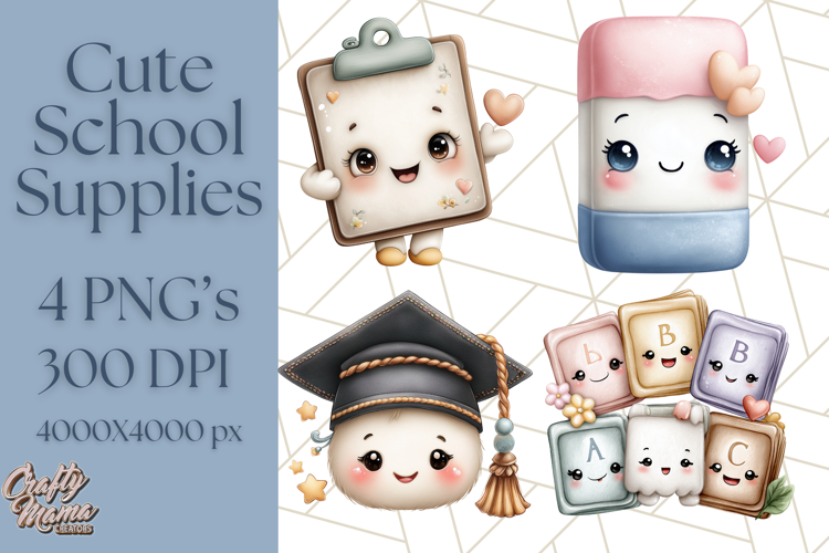 Simple School Supplies Clipart, Cute Classroom PNG