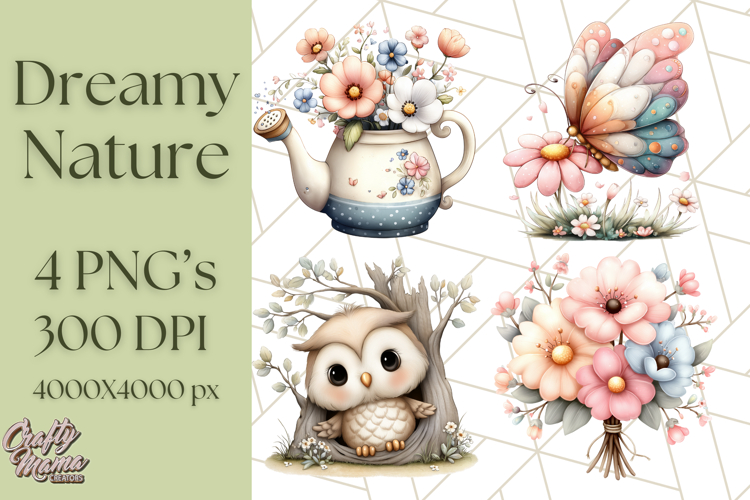 Dreamy Nature Clipart PNG, Whimsical Forest Elements