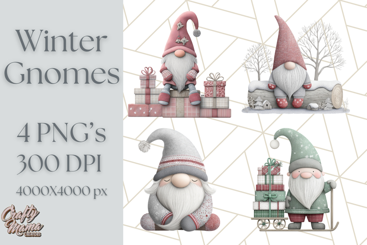 Cozy Winter Gnome Clipart PNG, Christmas Gnome Clip Art