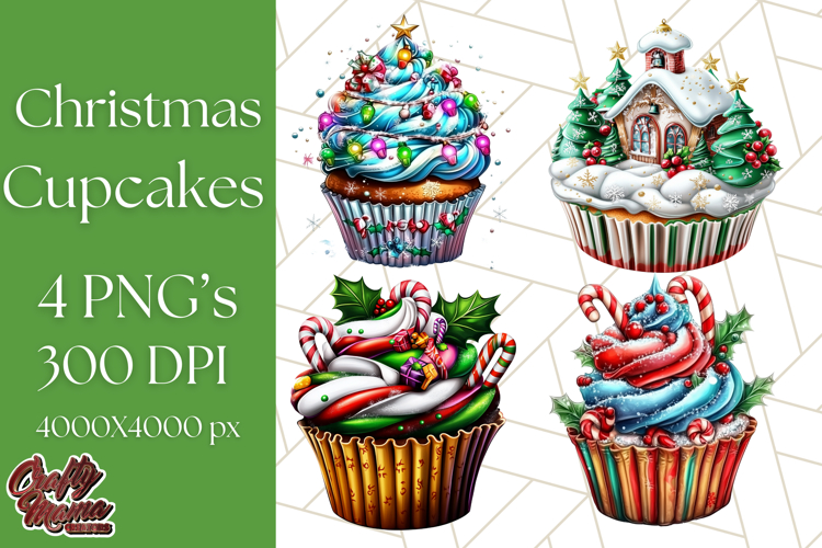 Christmas Cupcake PNG Clipart, Cute Food PNG, Holiday Treat