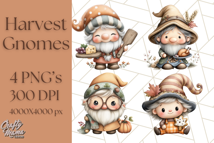 Fall Gnome Clipart PNG Cute Thanksgiving Gnomes