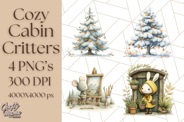 Cozy Cabin Critters Clipart PNG, Fall Animal Png