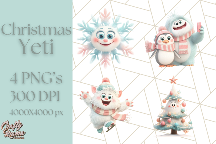 Kawaii Christmas Yeti PNG Clipart, Cute Bigfoot Holiday Art