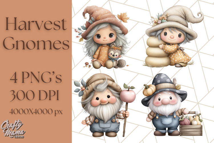 Fall Gnome Clipart PNG Cute Thanksgiving Gnomes