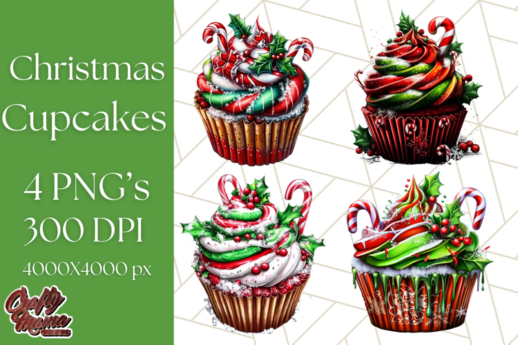 Christmas Cupcake PNG Clipart, Cute Food PNG, Holiday Treat example image 1