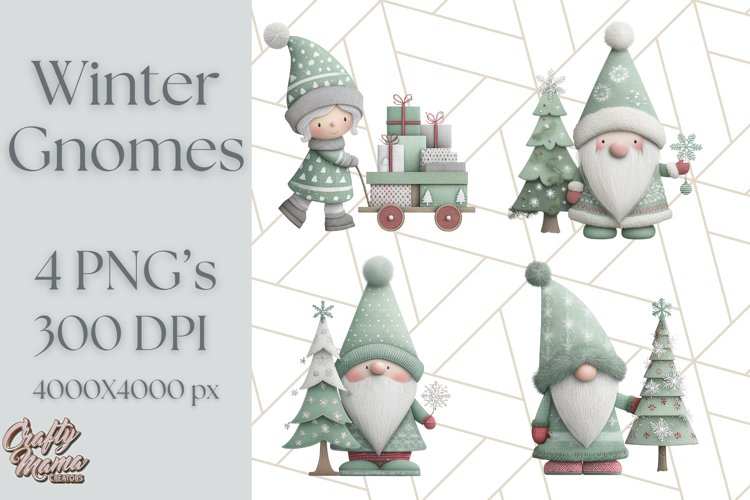 Cozy Winter Gnome Clipart PNG, Christmas Gnome Clip Art