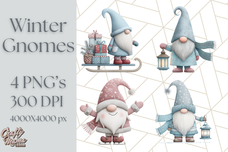 Cozy Winter Gnome Clipart PNG, Christmas Gnome Clip Art