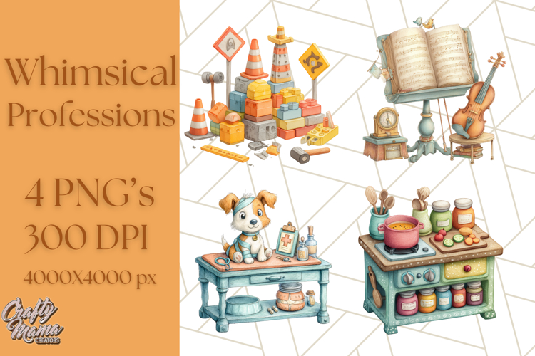 Cute Career Clipart Watercolor Professions Clip Art for Kids