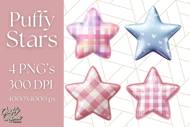 Cute Puffy Star Clipart PNG, 3D Glossy Pastel Stars Clip Art