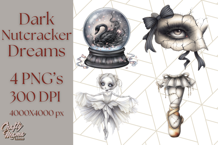 Dark Nutcracker Clipart Gothic Holiday Ballet PNG, Christmas