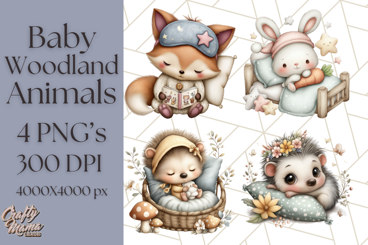 Woodland Nursery Baby Animals Clipart, Cute Animals Png