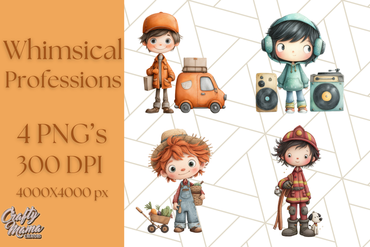 Cute Career Clipart Watercolor Professions Clip Art for Kids